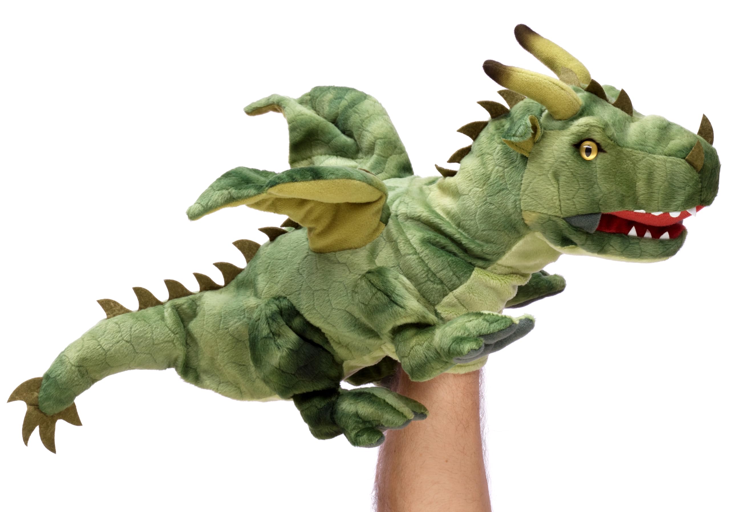 Uni-Toys - Marioneta de Mano con dragón (Verde) - 49 cm (Longitud) - Peluche - 1