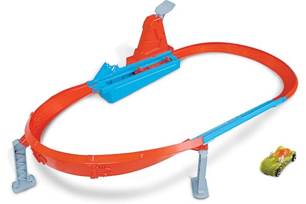 Hot Wheels Action Coffret La Piste des Champions, Piste Ovale avec propulseur, Une Petite Voiture de Course Incluse, Jouet pour Enfant, GJM75