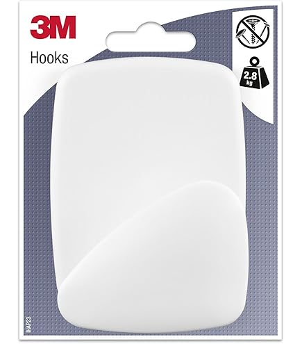 Lot De 2 Crochets Adhésifs 3M Blancs Pour Bloc-notes - Forte Adhérence, Supporte 1 Kg, Pour Surfaces Peintes Et Carrelées