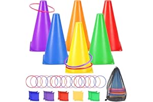 TOPJOWGA 31Pezzi Gioco di Lancio per Esterni, Gioco di Lancio per Bambini, 3 in 1 Carnival Combo Set, Set di Giochi da Esterno per Bambini Giochi, Giochi di Lancio per Compleanni Feste in Giardino