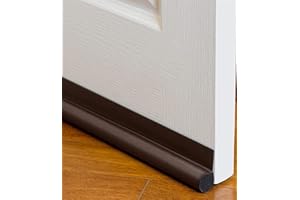 VADUDA 2Pcs Door Draft Excluder Under Door Draught Excluder for Bottom of Doors One-Sided Self-Adhesive Door Draft Stopper Brown with Hook and Loop Strip for Doors Window,95CM