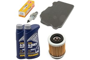 MVH BOCKAUF Kit d'entretien d'huile 2 l + filtre à air + filtre à huile + bougie d'allumage pour Yamaha TW 125 TW 200 TW125 TW200 Trailway année de construction 1987-2015