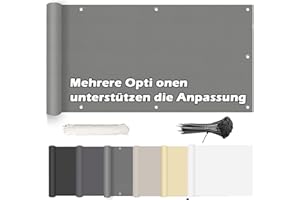 ROBAG Balkon Windschutz 110x200cm, Zaunblende für Balkon und Terrasse, Wind- und UV-Schutz, 100% Privatsphäre für Gartenzaun Balkonzaun -Grau