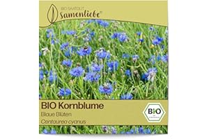 Samenliebe BIO Kornblume Samen Blaue Blüten Blumenwiese Bienenweide blau 200 Samen samenfestes Blumen Saatgut für Gewächshaus Freiland und Balkon BIO Blumensamen mehrjährig