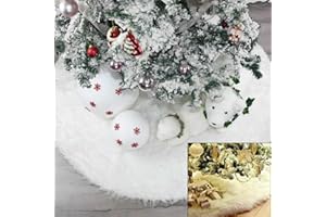 Yueshop Christmas Tree Skirt Long Snow Plush Christmas Tree Skirt Base Floor Mat Cover XMAS Party Decor
