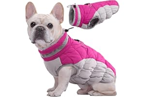Kuoser Hundejacke Hundemantel für Kleine Hunde Winterweste, Wasserdicht Hunde Wintermantel Jacke Winter Hunde Mantel Mit Geschirr Warme Winterjacke Hundepullover Haustier Skifahren Kostüm Rosa, XS
