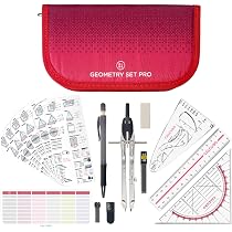 CALCUSO Set de géoétrie PRO en trousse rose avec copas, règle CALCUSO Set de géoétrie PRO en trousse rose avec copas, règle