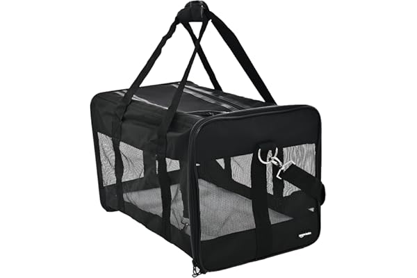 Amazon Basics Sac de transport à parois souples pour Chat, chien, Large, L 50 x W 30.4 x H 30.4 cm, Noir