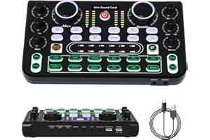 RUBEHOOW Scheda Audio e Interfaccia Live con Mixer DJ e Cambia Voce, Effetti per Studio di Registrazione, Stream in Bluetooth per PC e YouTube - Live Sound Card