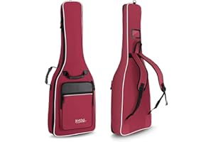 ROCKTILE 3/4 und 7/8 Klassik-Gitarrentasche (gepolsterter Gigbag, Rucksackgarnitur, 2 Außentaschen) weinrot