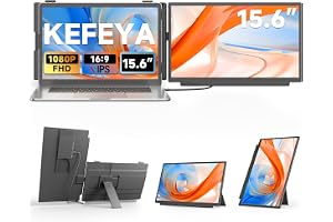 KEFEYA Laptop skärmförlängning, FHD 1080p laptop-monitorförlängning med dubbla bildskärmar, 15,6-tums bärbar skärm för bärbar