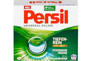 ‎PERSIL Persil Universal Pulver Waschmittel, Vollwaschmittel mit Tiefenrein-Plus Technologie bekämpft hartnäckigste Flecken für strahlende Reinheit, 1,3 Kg