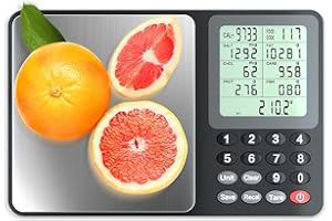 UNIWEIGH Kitchen Scales for Accuracy Measurements, Smart Food Scale with Food Database Nutritional Calculator, Food Weighing Scales for Calorie Counting,Baking, Weight Loss, 5 Units/LCD Display