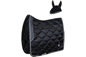 GALLOP SHOP Dressage Big Check Diamond Cut / Horse Pad / Horse Saddle Pad (Black, Cob/Pony)