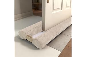 OUTTDID Under Door Draft Stopper Door, Draught Stoppers Sweep Weather Stripping, Double-Sided Windproof Seal Noise Blocker Window Breeze Blocker, Adjustable 76 to 91cm Gap Filler, Beige