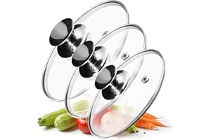 KADAX Ensemble de couvercles de casserole, couvercles universels en verre avec poignée, ensemble de couvercles résistants à la chaleur de différentes tailles, ensemble de couvercles de poêle