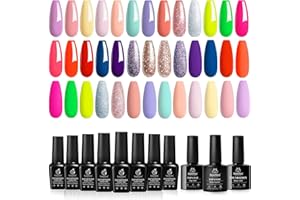 BEETLES GEL POLISH Beetles Christmas Gel Nail Polish-20 Colours Pastel Pink Yellow Blue Green Orange Soak off Base Top Coat Neon Red Glitter Purple Gel Nail Kit Manicure Gifts for Girls