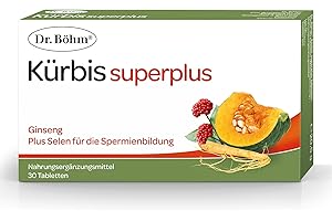 DR BÖHM Dr. Böhm Kürbis superplus: Mit Kürbis-Extrakt, Ginseng und Selen für die Spermienbildung, 30 Tabletten