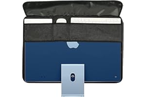 WESAPPINCcomputer Monitor Dust Cover for iMac 24”, PU Leather Protective Screen Dust Cover Sleeve with Rear Pocket Compatible with iMac 24 inch (24inch, Black)