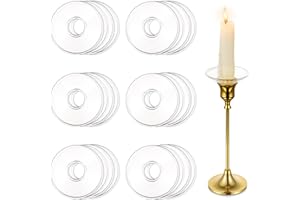 Hewory Bobeches de vidrio para candelabros, 24 unidades, protectores de cera de vela de cristal, soportes de vidrio para velas cónicas, velas de iglesia, decoración de sala de estar, hogar, redondo,