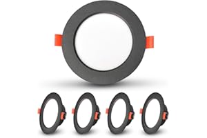 Sweier 5W IP44 Downlight Blanc Froid 6000K Pour Plafond Spot encastré à LED Noir, Découpe Ø70-80mm, Adaptée au Salon, à la Chambre, à la Cuisine et à la Salle de Bain