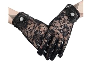 AWOCAN Damen Spitze Elegant Kurze Handschuhe Courtesy Sommerhandschuhe für Hochzeit Party und Teeparty 1920er Vintage Kostüme