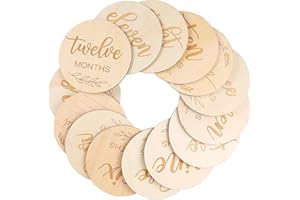 Toyvian 14 Stück Hölzerne Baby Monatliche Meilensteinkarten, Baby Meilenstein Scheiben für Foto Requisiten Babyparty Geschenke