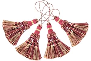 BEL AVENIR 4 Pack Handmade Elegant Polyester Tassel Colorful Tassels for Key Chain Straps DIY Decorative Accessories (Red)