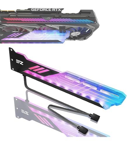 Baotkere Support GPU ARGB réglable en Hauteur avec Affichage de la température, Support de Carte vidéo Universel 5 V 3 Broches, Support Anti-affaissement et Base magnétique pour Cartes Graphiques PC