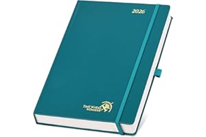 POPRUN Diary 2026 A Day Per Page A4 Hardback 26 Daily Planner Day to Page Even Weekend, Appointment Desk Diary with 30 Minutes Interval, Inner Pocket (Pacific Green)