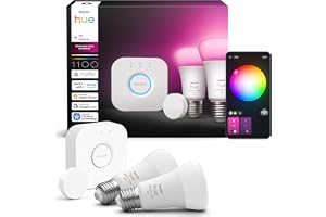 Hue starter kit: Bridge Pro + Smart Button + 2 LED-lampor E27 | LED-lampa, vitt och färgat ljus, smart belysning med Apple Home, Alexa, Google Assistant och SmartThings