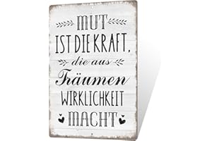 Putuo Decor Mut Blechschild – Motivations Metallschild mit Spruch, Inspiration Wanddeko für Büro, Arbeitszimmer, Geschenkidee, 30x20cm