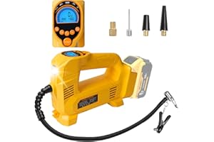 Powarobor Cordless Tyre Inflator Air Compressor for Dewalt 18V Battery,150PSI Handheld Tire Pump with Digital Pressure Gauge and LED Light for Cars Motorcycles Bicycles Balls (Tool only,no Battery)
