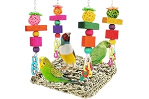 BBJINRONJY Juguetes para pájaros, Juguetes para periquitos, Juguetes de Conure, Juguete de Pared para forraje de pájaros, Hamaca Tejida de Hierba Marina para Escalar, Perca, Columpio (Medio)