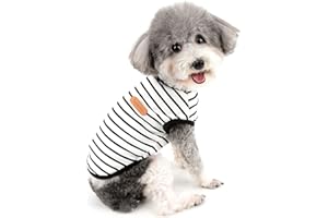 Zunea Koszulki dla psów dla małych psów letnie ubrania dla szczeniaka koszulki miękka bawełniana kamizelka w paski oddychająca bez rękawów podkoszulek dla zwierząt domowych koty chihuahua basic koszulka odzież dla psów dziewcząt chłopców czarna M