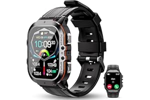 OUKITEL Smartwatch męski BT20, wodoszczelny zegarek fitness z funkcją telefonu, Bluetooth 5.2, ekran dotykowy 1,96", 100 + trybów sportowych, bateria 350 mAh wystarcza na 10 dni, kompatybilny z