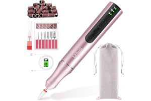 Torno para Uñas Profesional Urbuti Lima Eléctrica Inalámbrica, 20000 RPM Recargable Portátil Velocidad Ajustable, Kit de Manicura y Pedicura para Salón y Hogar (Oro Rosa)
