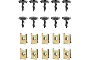 Flaconi 20PCS Kit Clips de Fixation Voiture,U-Clips Et Des Vis Kit Universal Metal,Vis et Écrous de Fixation pour Garde-Boue de Voiture,Remplace N90974701,Adapté à La Plupart Des Voitures