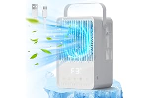 FERRISA Portable Air Conditioner, Personal Mini Air Cooler with Timer, Air Cooling Fan, Quiet All-in-1 Evaporative Cooler for Bedroom Home Office, 7 Colors Lights, 3 Wind Speeds & 2 Spray Modes
