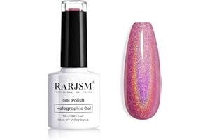 RARJSM Holographic Nail Polish Red Nail Polish with Rainbow Effect Nail Lamp Required 1 Pack 0.25 Fl.oz Gel Polish Colors for Starter Nail Art Design RAR75