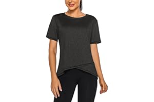 Terecey Camiseta Deporte Mujer de Manga Corta Camiseta Tecnica para Mujer y Cuello Redondo Camisetas Gym Mujer para Yoga Fitness Pilates S-XXL