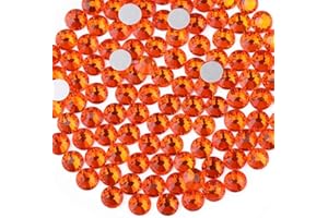 Beadsland 1440 Piezas de Diamantes de imitación de Cristal con Parte Trasera Plana,Gemas Redondas para Arte de uñas y Manualidades,Naranja,SS16,3.8-4.0 mm