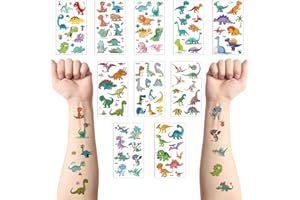 HONGP 10 Pcs Dinosaur Temporary Tattoos Stickers for Kids,Dinosaur Party Bag Filler Favors Cute Fake Tattoos Stickers for Kids Boys Girls School Rewards Gifts