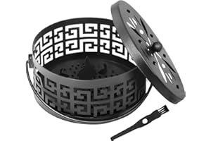 Svitzoot Moskito Spulenhalter Ø15CM Metall-Räucherstäbchenhalter mit Griffdeckel Spulenbox Aromatherapie Halter mit Reinigungsbürste Round Metal Incense Box (Schwarz)