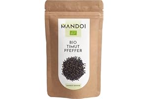 ‎MANDOI Mandoi Bio Timut Pfeffer ganz, 50g, ökologisch angebaut in Nepal, fruchtige Szechuan-Pfeffer Alternative