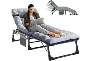 ZIKEBTUY Folding Z Bed Guest Bed, Foldable Bed 190 x 68 x 28 CM Folding Single bed with Mattress Side-Pocket and Adjustable Backrest, for Spare Temporary Office Nap Patio