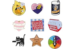 SUUPII 9 PCS Funny Enamel Pins Set, Cute Durable Pin Badges Brooch, Aesthetic Cartoon Brooch Pin, Suitable for Lapel Backpacks Jackets Hat Bags, Novelty Accessories Gifts