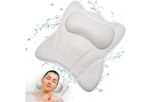 FRECOO Cuscino per Vasca da Bagno, Cuscini poggiatesta da vasca 4D Air Mesh con 6 Potenti Ventose per supporto testa, schiena, spalle, collo, adatto per Vasca da Bagno e Spa Domestica …