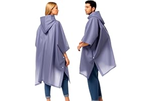 YingErTool 2 Stück Wasserdichter Regenponcho, Leichter Wiederverwendbar Regen Mantel mit Kapuze, Tragbarer Notfall-Poncho für Männer Frauen Erwachsene Familie, Wandern, Radfahren, Camping
