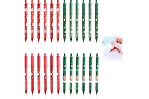 HUGFADS Set di 24 Penne a Sfera Retrattili a Inchiostro Gel di Natale,Motivi Natalizi,Punta Fine 0,5 mm,Scrittura, Disegno, Regali di Natale